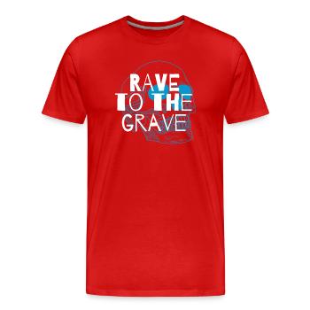 Rave to the Grave Skull Tee - Men's Premium Organic T-Shirt - red - Front - Damien (186cm)
