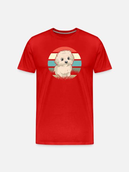 Chien rétro maltais - T-shirt bio Premium Homme - rouge