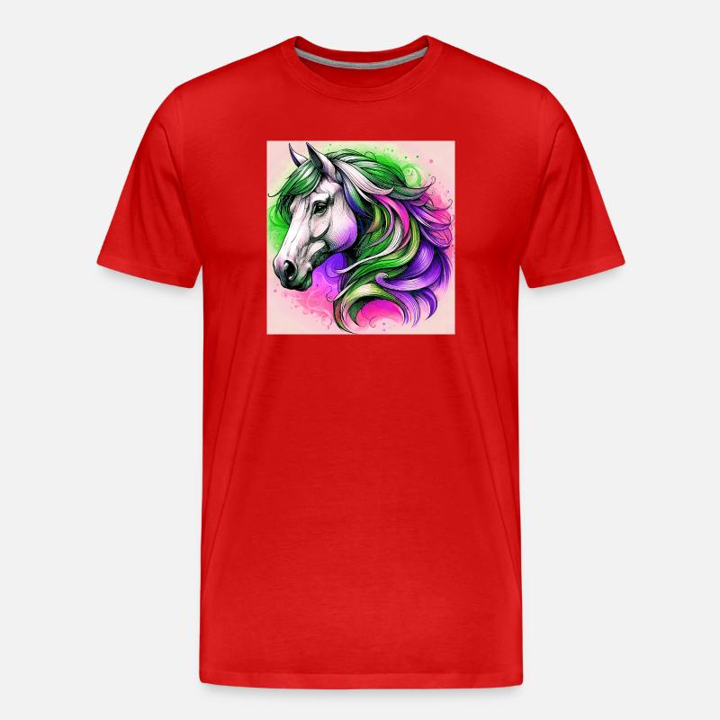 Pferd - Männer Premium Bio T-Shirt - Rot