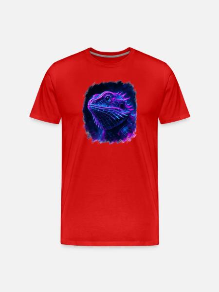 Bearded Dragon Cyberpunk Neon Synthwave - Men's Premium Organic T-Shirt - red