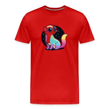 Cosmic Ferret Rainbow Pink Brille - Männer Premium Bio T-Shirt - Rot - Vorne - Damien (186cm)