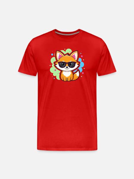 Fox Pop Glasses - Men's Premium Organic T-Shirt - red