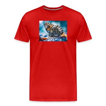 Robotik-Schmetterling - Männer Premium Bio T-Shirt - Rot - Vorne - Damien (186cm)