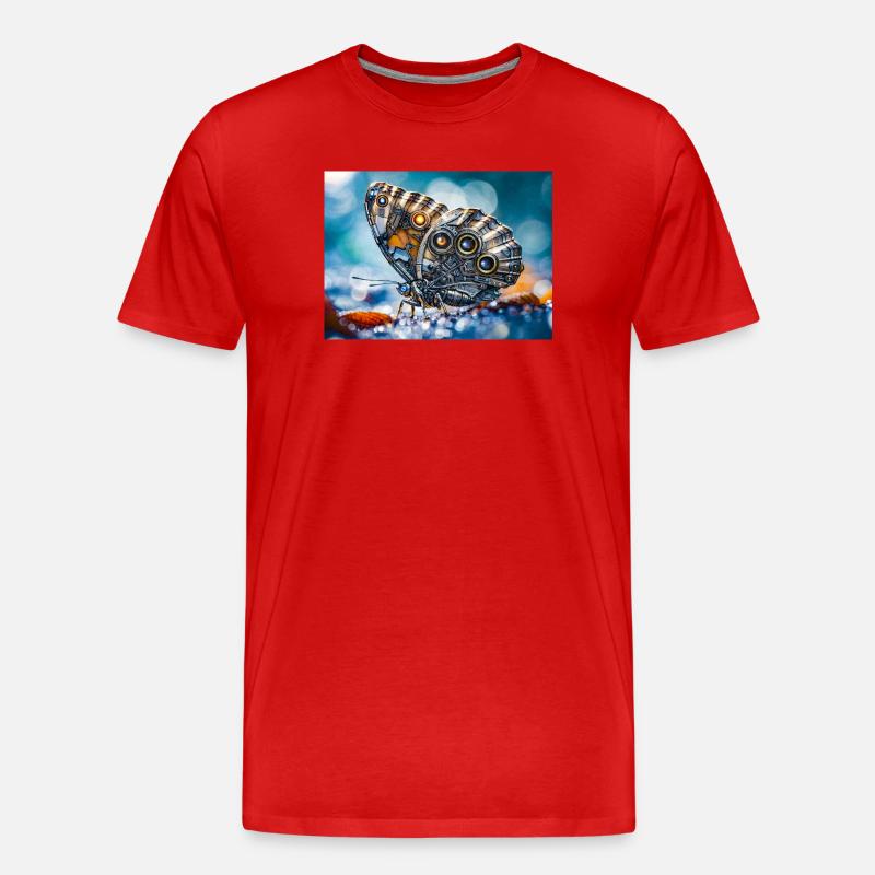 Robotik-Schmetterling - Männer Premium Bio T-Shirt - Rot