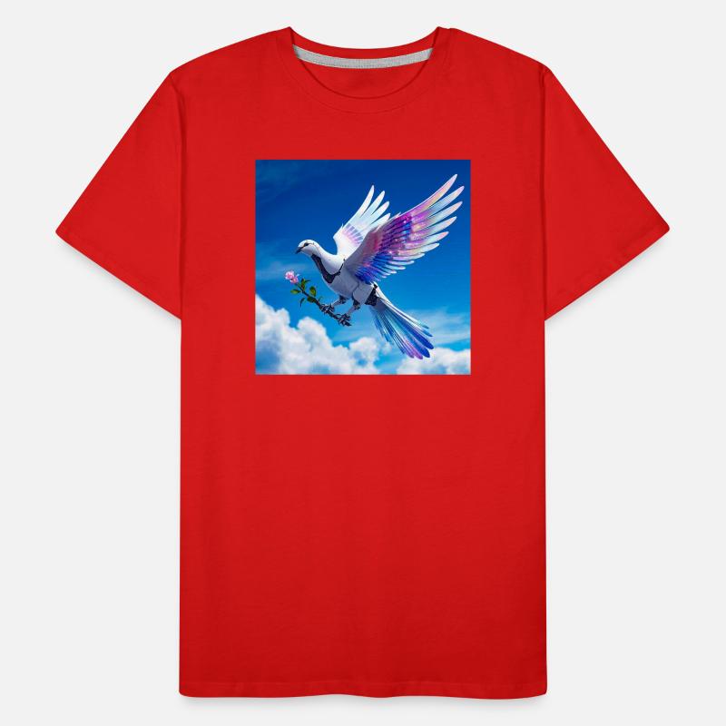 Colombe colorée aux ailes arc-en-ciel T-shirt bio Premium Homme