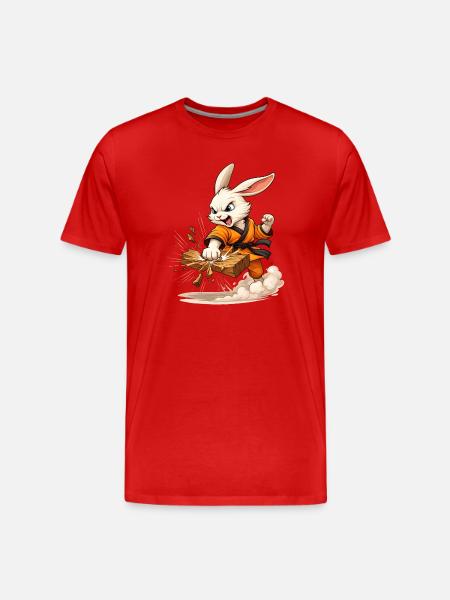 Stærkt motiv med kampkanin i karate-stil - Herre Premium T-shirt økologisk - rød
