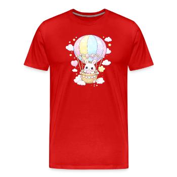 Pastell-Kaninchenballon im Himmel - Männer Premium Bio T-Shirt - Rot - Vorne - Damien (186cm)