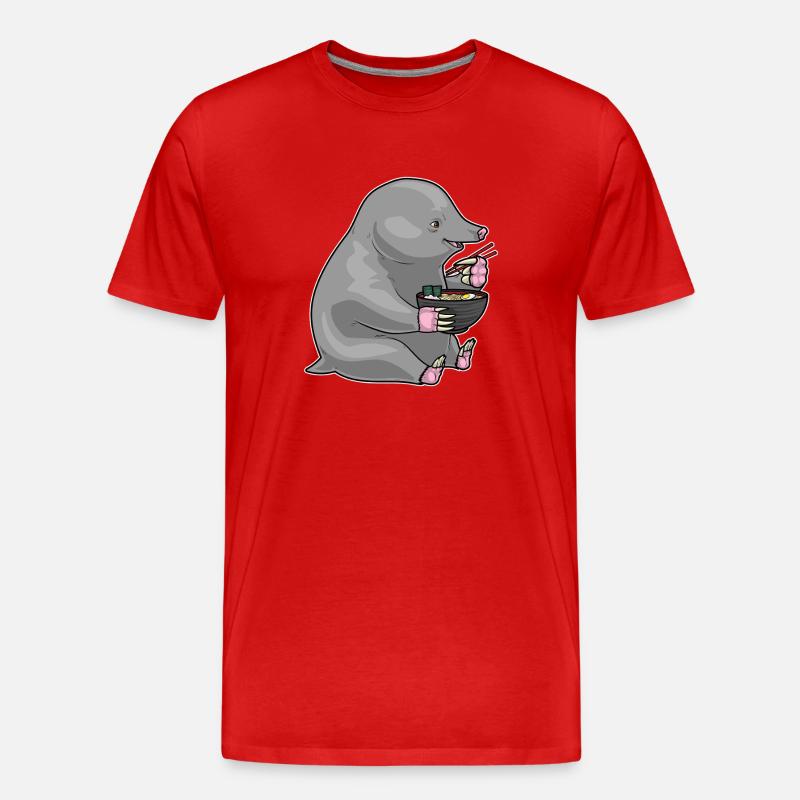 Mole Cook Ramen Cooking - Men's Premium Organic T-Shirt - red
