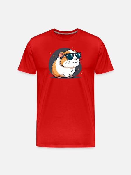 Cooler Hamster mit dunkler Brille - Männer Premium Bio T-Shirt - Rot