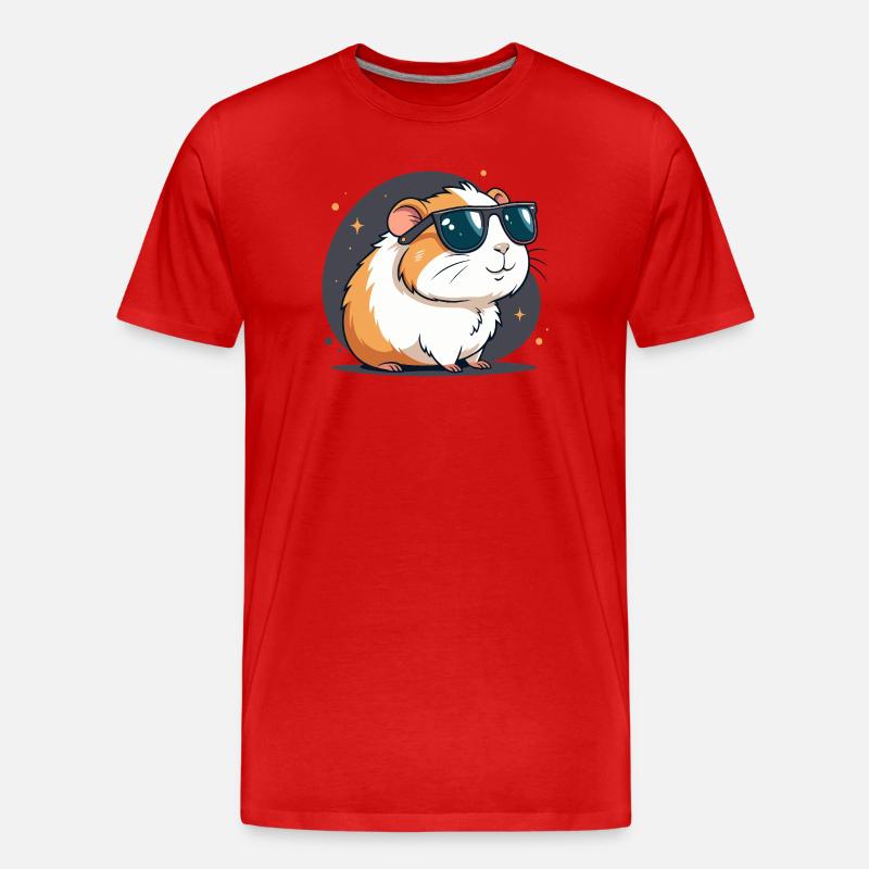 Cooler Hamster mit dunkler Brille - Männer Premium Bio T-Shirt - Rot