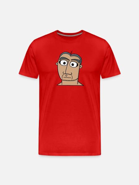 Wide-Eyed Minimalist Portrait - Men's Premium Organic T-Shirt - red