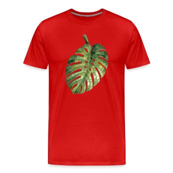 Monstera Mosaic - Jungle urbaine pour les passionnés de plantes - T-shirt bio Premium Homme - rouge - Devant - Damien (186cm)