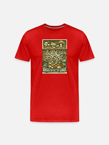 Genius Underground | Mycelium Mycology - Men's Premium Organic T-Shirt - red