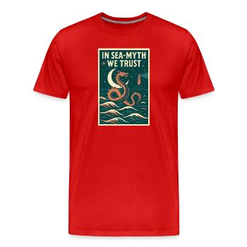 Trusting the Myth of the Sea | Sea Serpent Myth - Men's Premium Organic T-Shirt - red - Front - Damien (186cm)