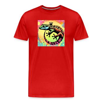 Gecko - T-shirt bio Premium Homme - rouge - Devant - Damien (186cm)