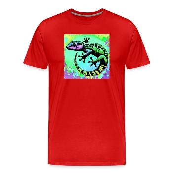 Gecko - Männer Premium Bio T-Shirt - Rot - Vorne - Damien (186cm)