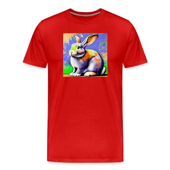 Kaninchen - Männer Premium Bio T-Shirt - Rot - Vorne - Damien (186cm)