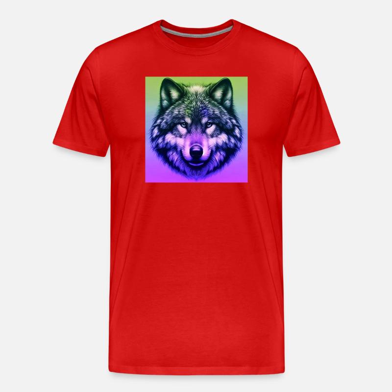 Wolf - Männer Premium Bio T-Shirt - Rot