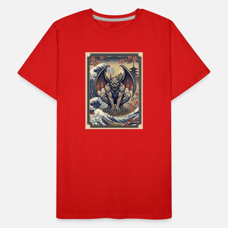 Gargoyle in Japanese wave style Men's Premium Organic T-Shirt