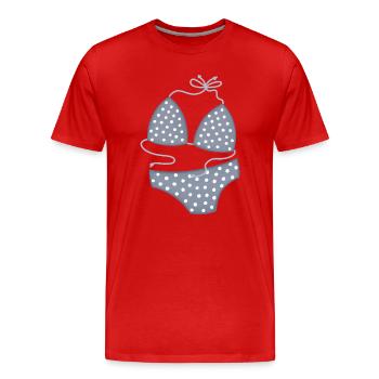 PolkaDot Bikini Muster - Männer Premium Bio T-Shirt - Rot - Vorne - Damien (186cm)