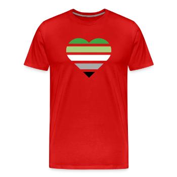 Pride Flag Heart · Aromantic - Männer Premium Bio T-Shirt - Rot - Vorne - Damien (186cm)