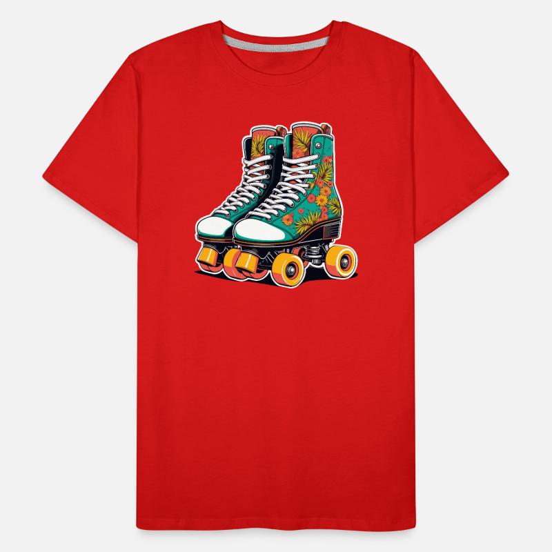 Blumenflair Rollschuhe Teal Männer Premium Bio T-Shirt