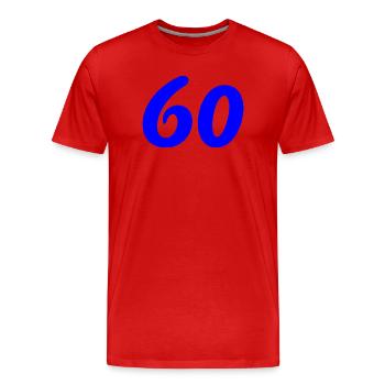 60. 60 ANS. 60e ANNIVERSAIRE. ANNIVERSAIRE 60 ANS. - T-shirt bio Premium Homme - rouge - Devant - Damien (186cm)