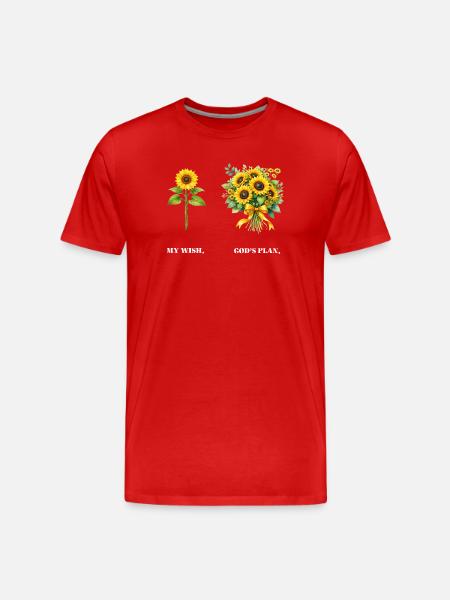 Christian Sunflower Positivity God Religion - Men's Premium Organic T-Shirt - red