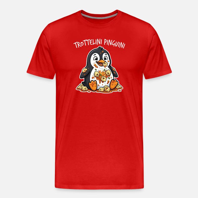 Trottelini Pinguini Pasta Cartoon - Männer Premium Bio T-Shirt - Rot