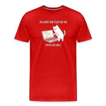 Code-Katze erklärt Aufgaben - Männer Premium Bio T-Shirt - Rot - Vorne - Damien (186cm)