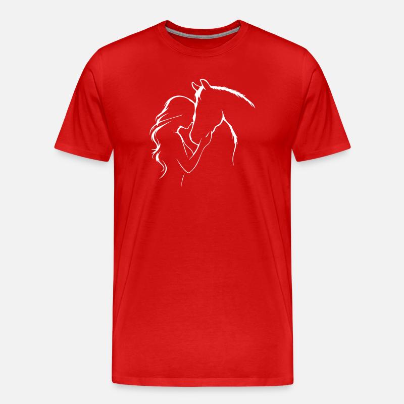 Pferd Mädchen Herz Liebe Reiten Reiterin - Männer Premium Bio T-Shirt - Rot