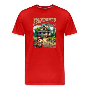 Unerzählte Geschichten: Rustikale Hütte - Männer Premium Bio T-Shirt - Rot - Vorne - Damien (186cm)
