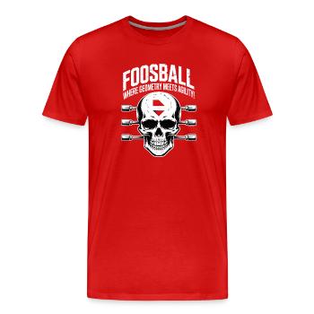 Tischfußball Evolution Lustiges Kickern Foosball - Männer Premium Bio T-Shirt - Rot - Vorne - Damien (186cm)