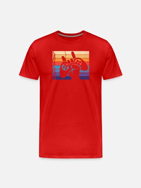 Level-Gamer-Controller - Männer Premium Bio T-Shirt - Rot