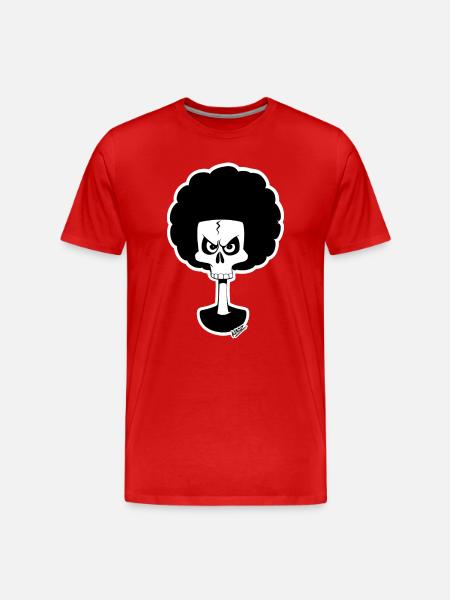 Afro Skull Cartoon Monochrome - Men's Premium Organic T-Shirt - red