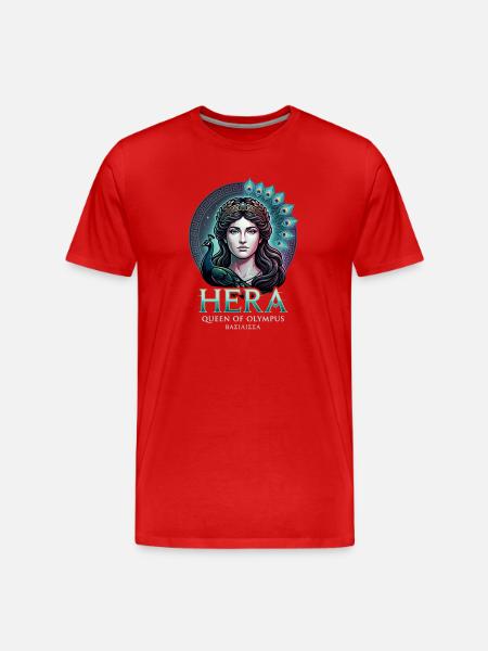 Hera bunter Pfau - Männer Premium Bio T-Shirt - Rot