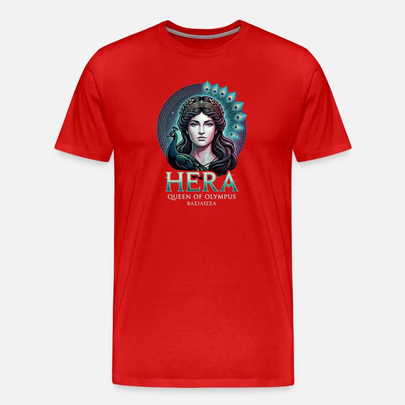 Hera bunter Pfau - Männer Premium Bio T-Shirt - Rot
