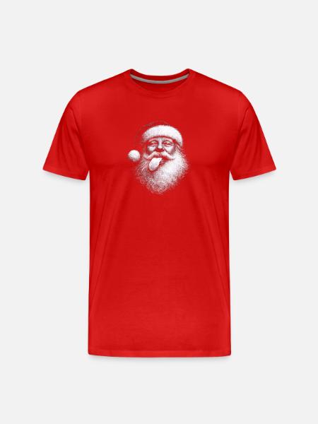 Schwarzweiß Santa Zunge - Männer Premium Bio T-Shirt - Rot