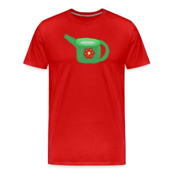 Arrosoir vert avec fleur rouge - T-shirt bio Premium Homme - rouge - Devant - Damien (186cm)