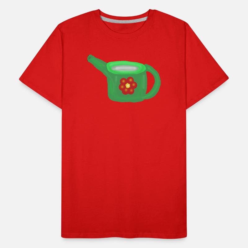 Arrosoir vert avec fleur rouge T-shirt bio Premium Homme