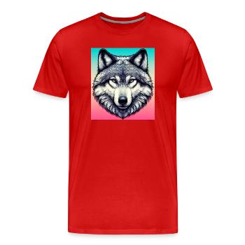 Wolf - Men's Premium Organic T-Shirt - red - Front - Damien (186cm)