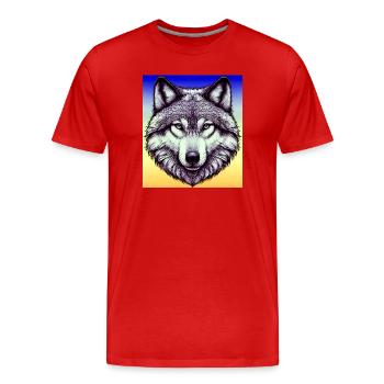 Wolf - Men's Premium Organic T-Shirt - red - Front - Damien (186cm)