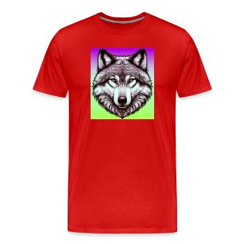 Wolf - Men's Premium Organic T-Shirt - red - Front - Damien (186cm)