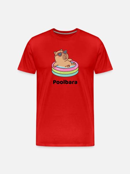Bärchen/Capybara im Planschring mit Sonnenbrille - Männer Premium Bio T-Shirt - Rot