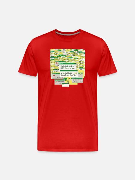 Leben, 365 Tabs Offen - Männer Premium Bio T-Shirt - Rot