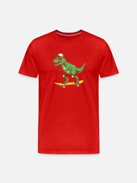 Dino Skateboarder Retro - Men's Premium Organic T-Shirt - red