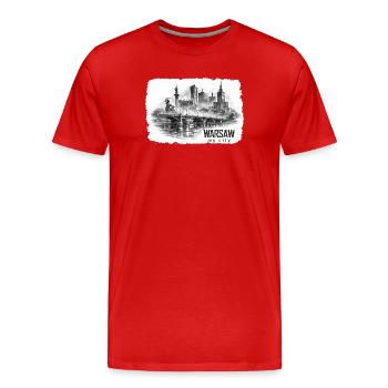 Skizze der Stadt Warschau - Männer Premium Bio T-Shirt - Rot - Vorne - Damien (186cm)