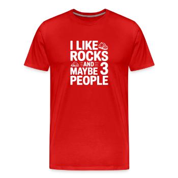 J’aime les pierres et peut-être trois personnes - T-shirt bio Premium Homme - rouge - Devant - Damien (186cm)
