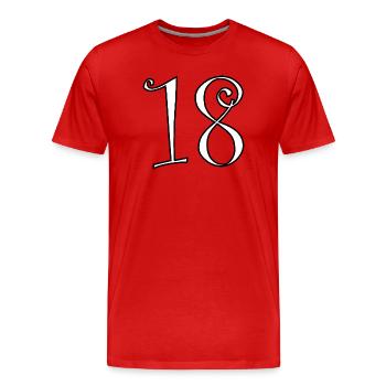 18. 18 ANS. 18e ANNIVERSAIRE. ANNIVERSAIRE 18 ANS. - T-shirt bio Premium Homme - rouge - Devant - Damien (186cm)