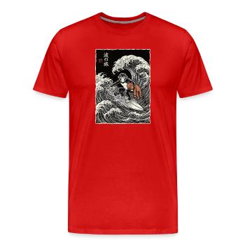 Ukiyo-e Baby Monkey Punch - Männer Premium Bio T-Shirt - Rot - Vorne - Damien (186cm)